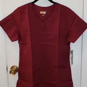 WONDERWINK PATIENCE SCRUB TOP SZ MED WINE